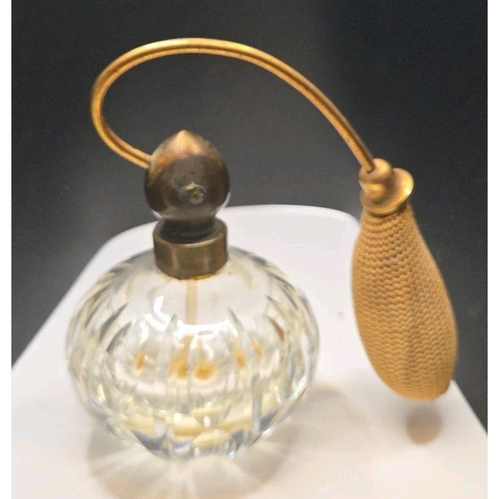VTG Cut Crystal Perfume Atomizer Brass Sprayer Vanity Bottle Bulb Dry -  Reduced